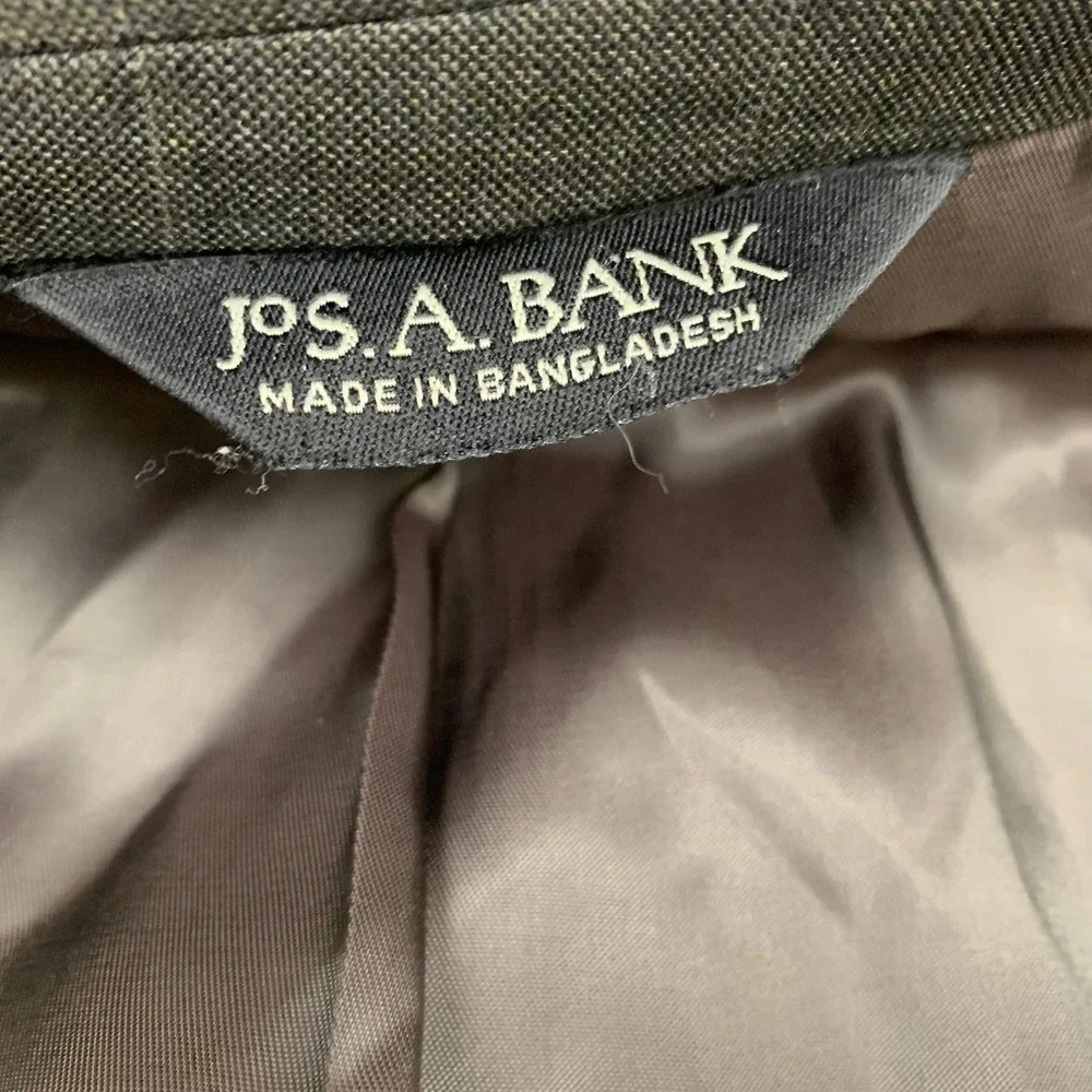 Jos. A. Bank Blazer Mens 46R Gray Windowpane Wool Blend Two Button‎ Sport Coat